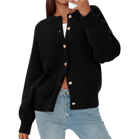 Cardigan Sweaters for Women Trendy Long Sleeve Open Front Button - Picture 4 of 4